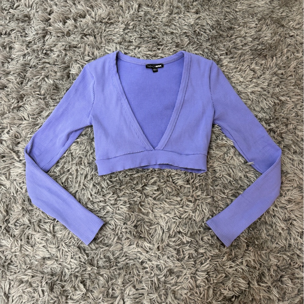 Fashion Nova Lavender Ribbed Crop Top